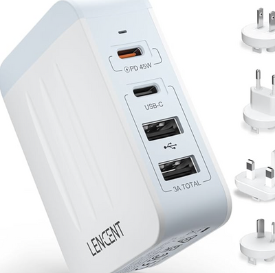 LENCENT 45W USB C Non Surge Cruise Approved Charger for Royal Caribbean, Carnival, Princess, MSC, Fast Charging USB Hub with 2 PD Type-C+2 USB for iPhone, Laptop, Cruise Ship Approved Essentials 2026