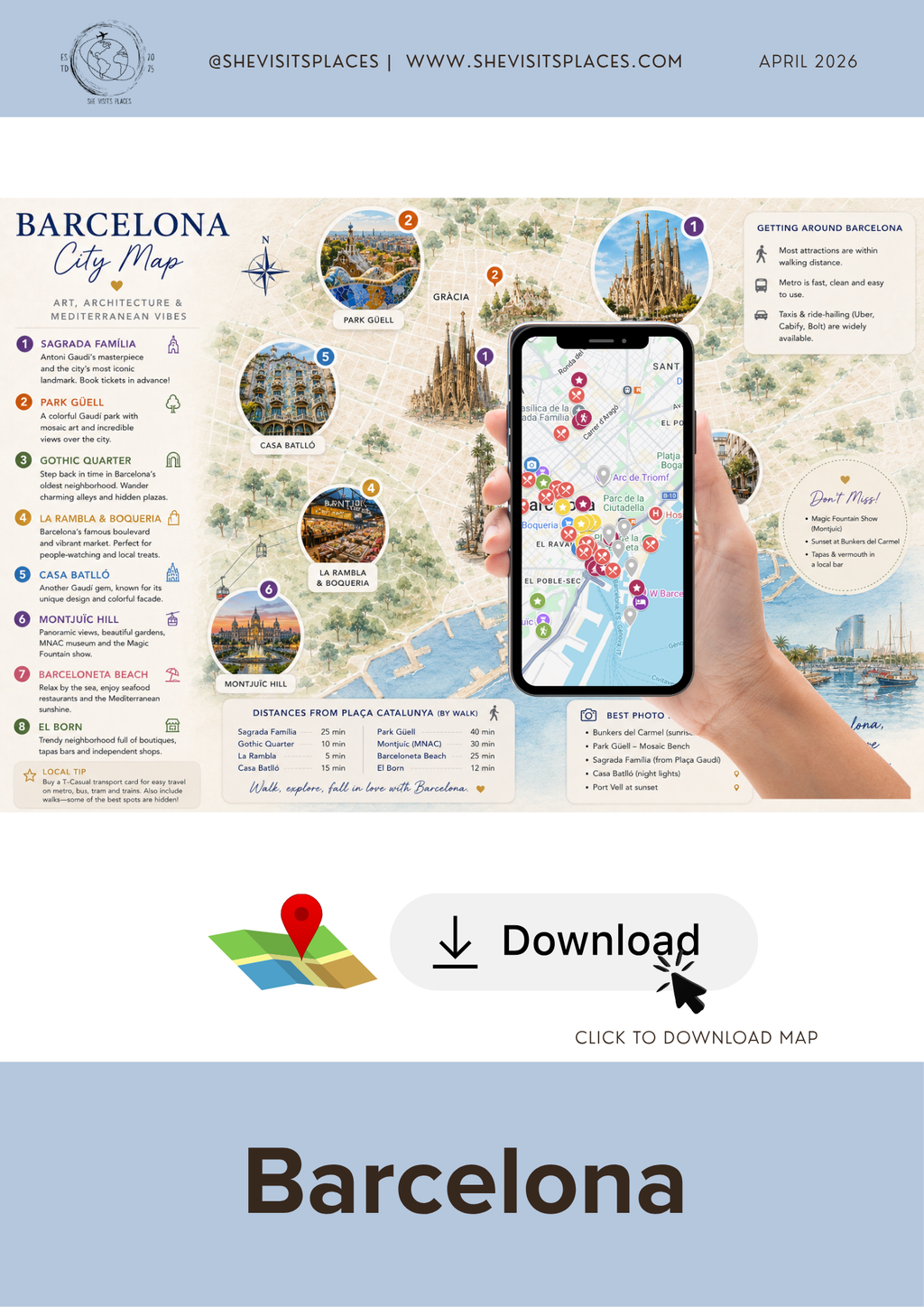 Barcelona Interactive City Map - Spain