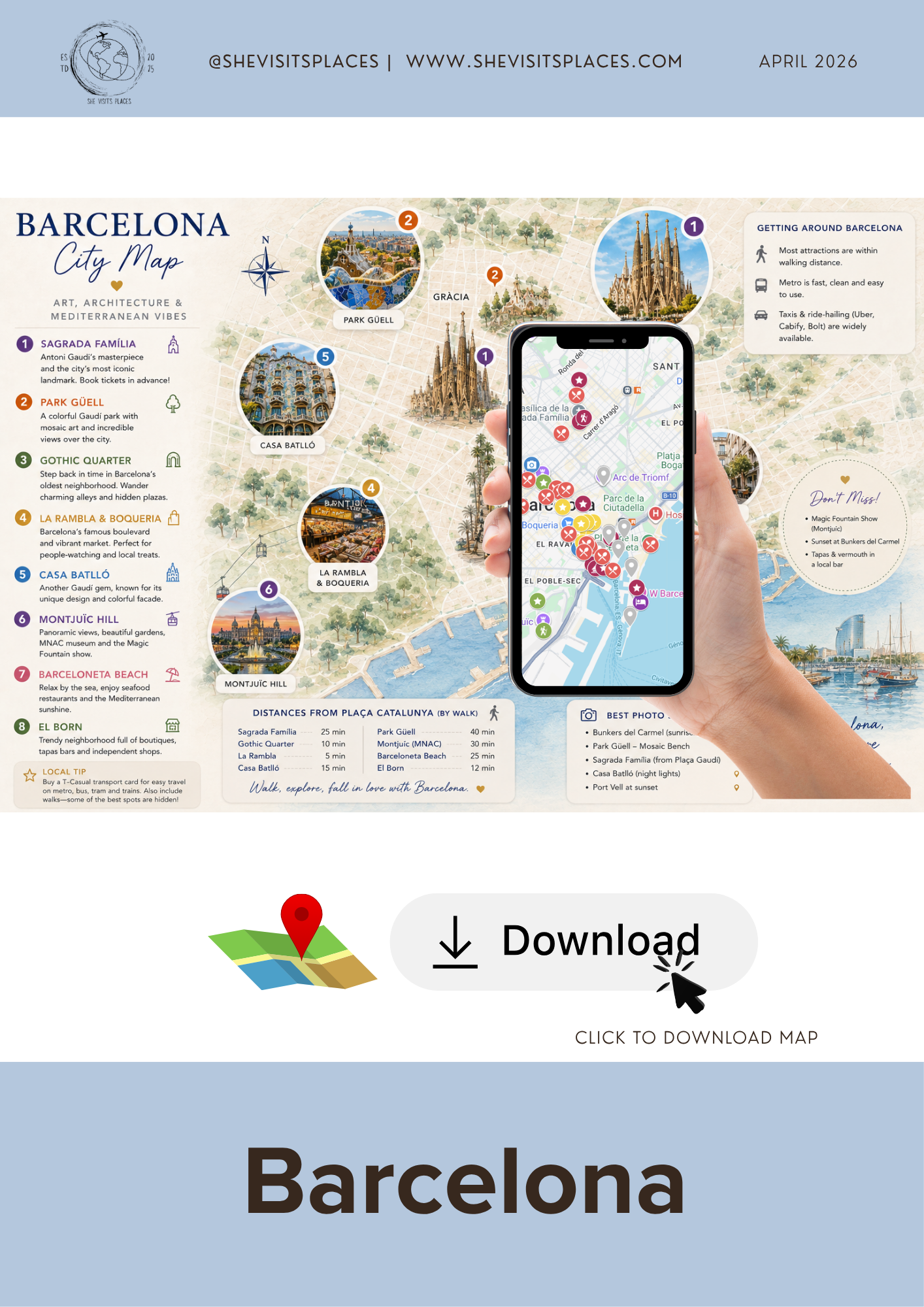 Barcelona Interactive City Map - Spain