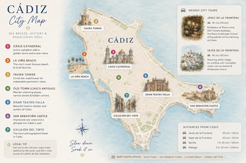 Cádiz Interactive City Map - Andalucía, Spain
