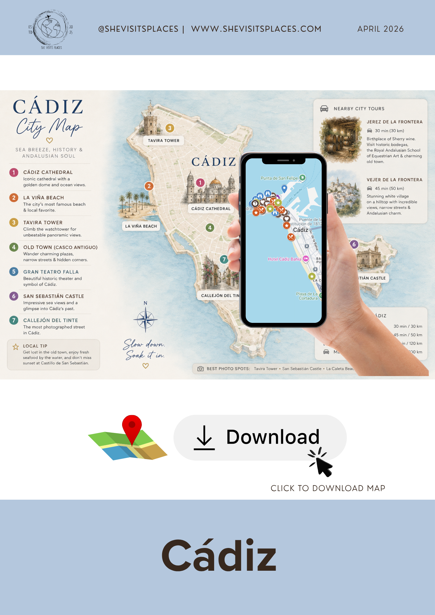 Cádiz Interactive City Map - Andalucía, Spain