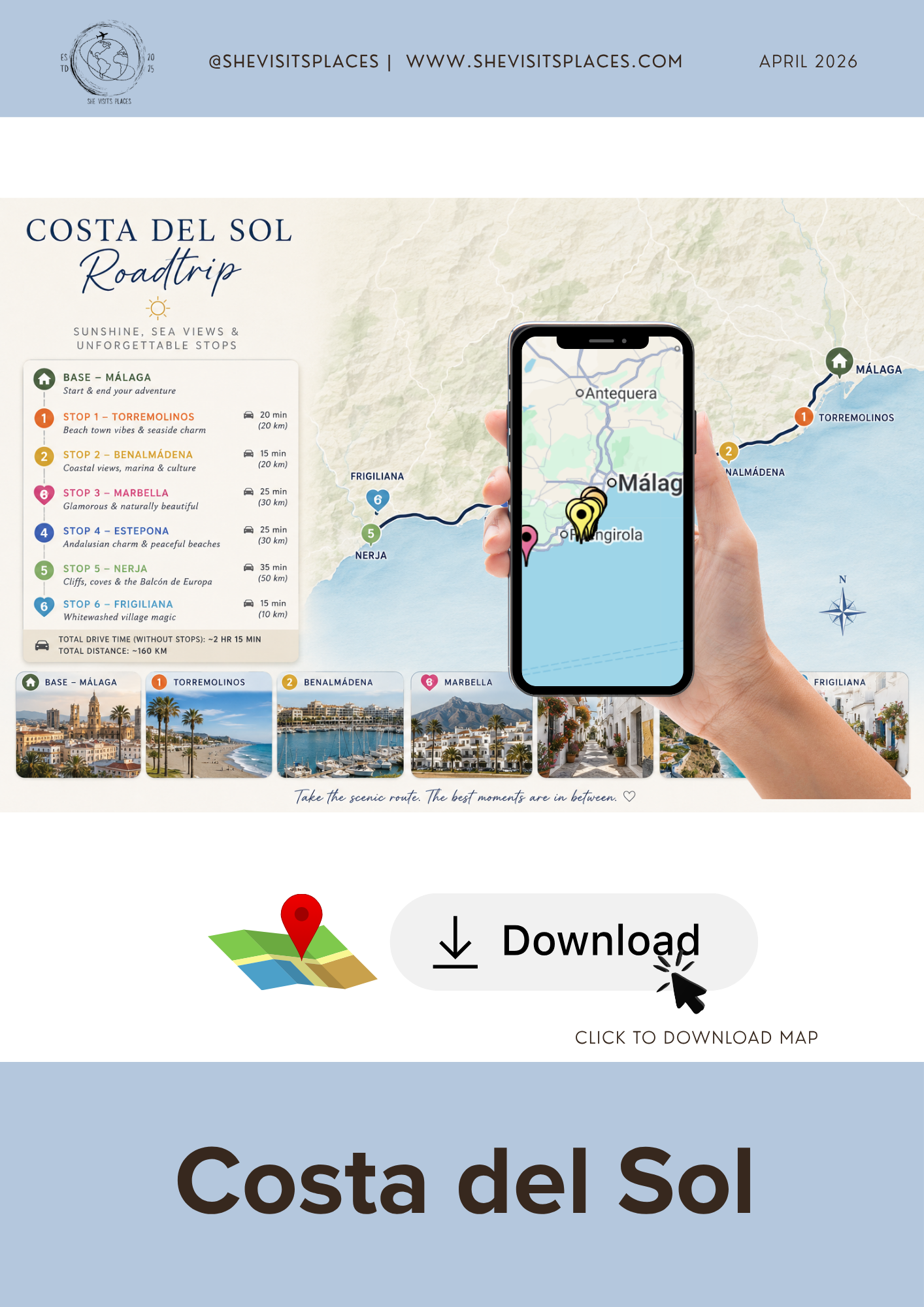 Costa del Sol Guide + Interactive Map Bundle - 4-Day Slow Travel Itinerary
