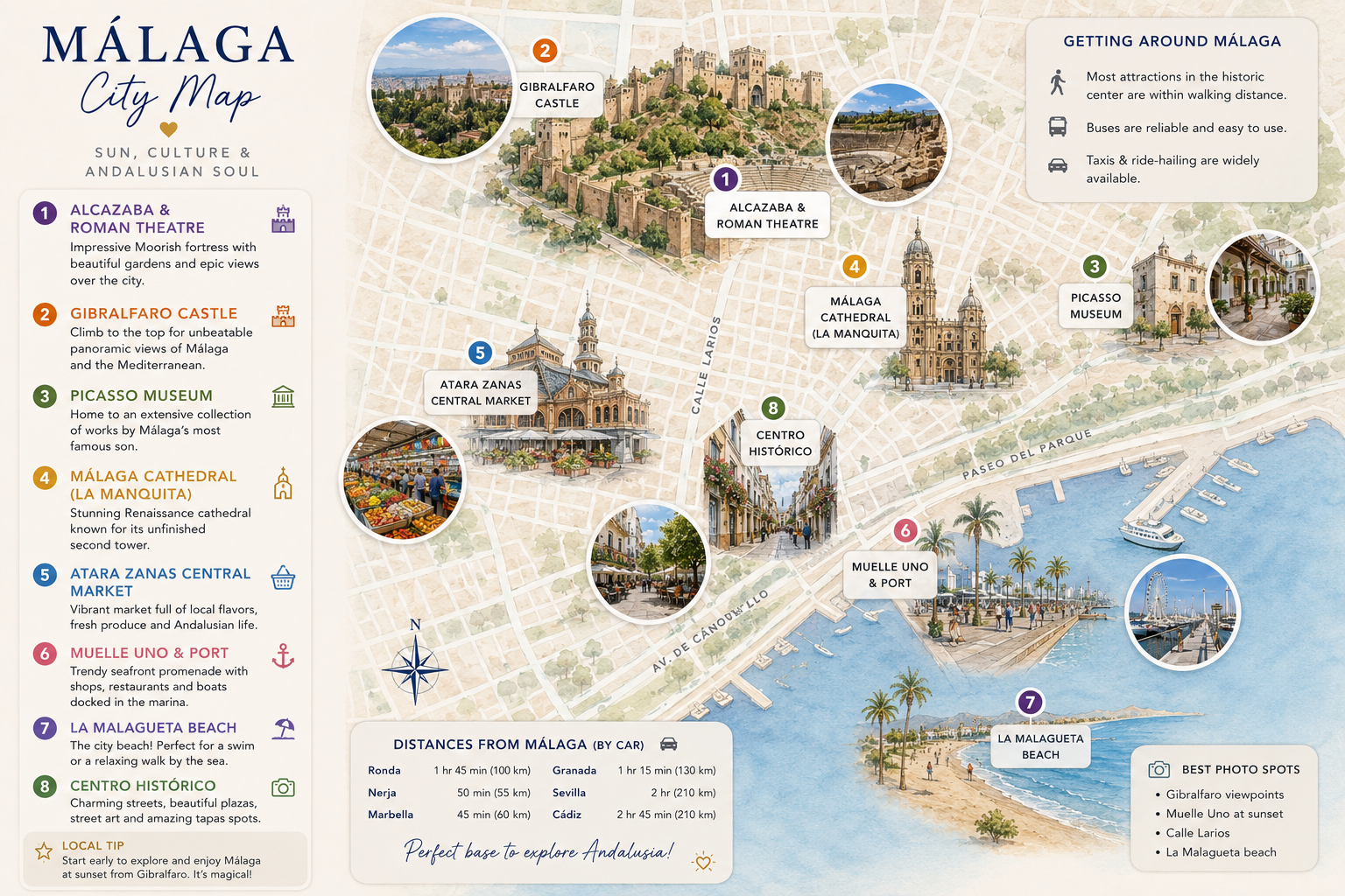 Málaga Interactive City Map - Andalucía, Spain
