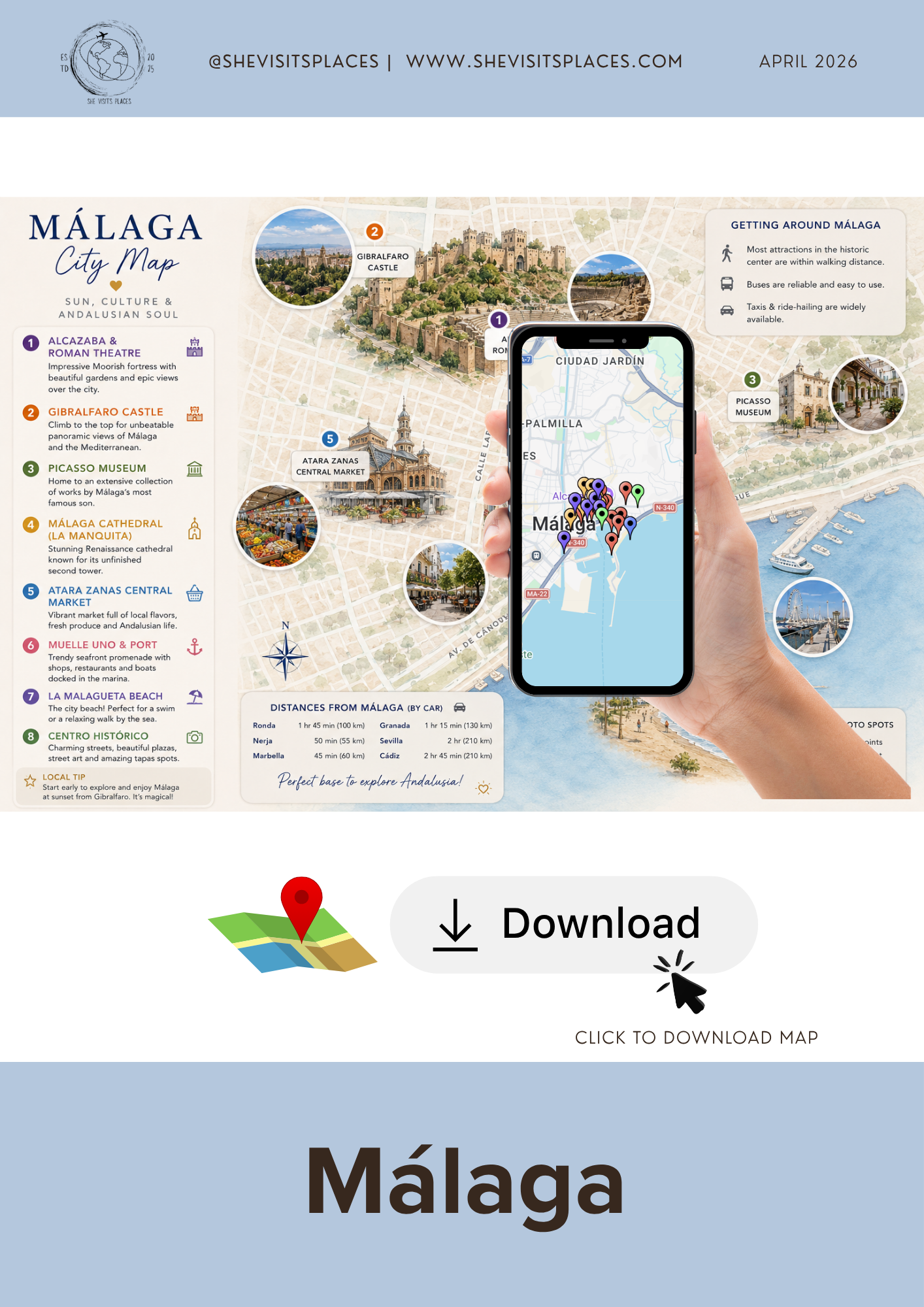 Málaga Interactive City Map - Andalucía, Spain